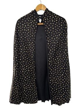 Target Kids Hooded Cape Size OSFM Black with Gold Star Print Celestial